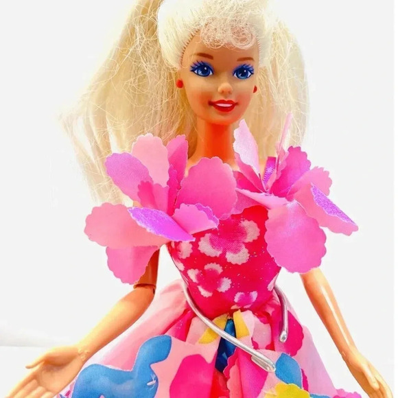 MATTEL BARBIE Doll Blonde Hair Floral Dress Articulated Elbows Knees 12" Tall - Picture 6 of 12